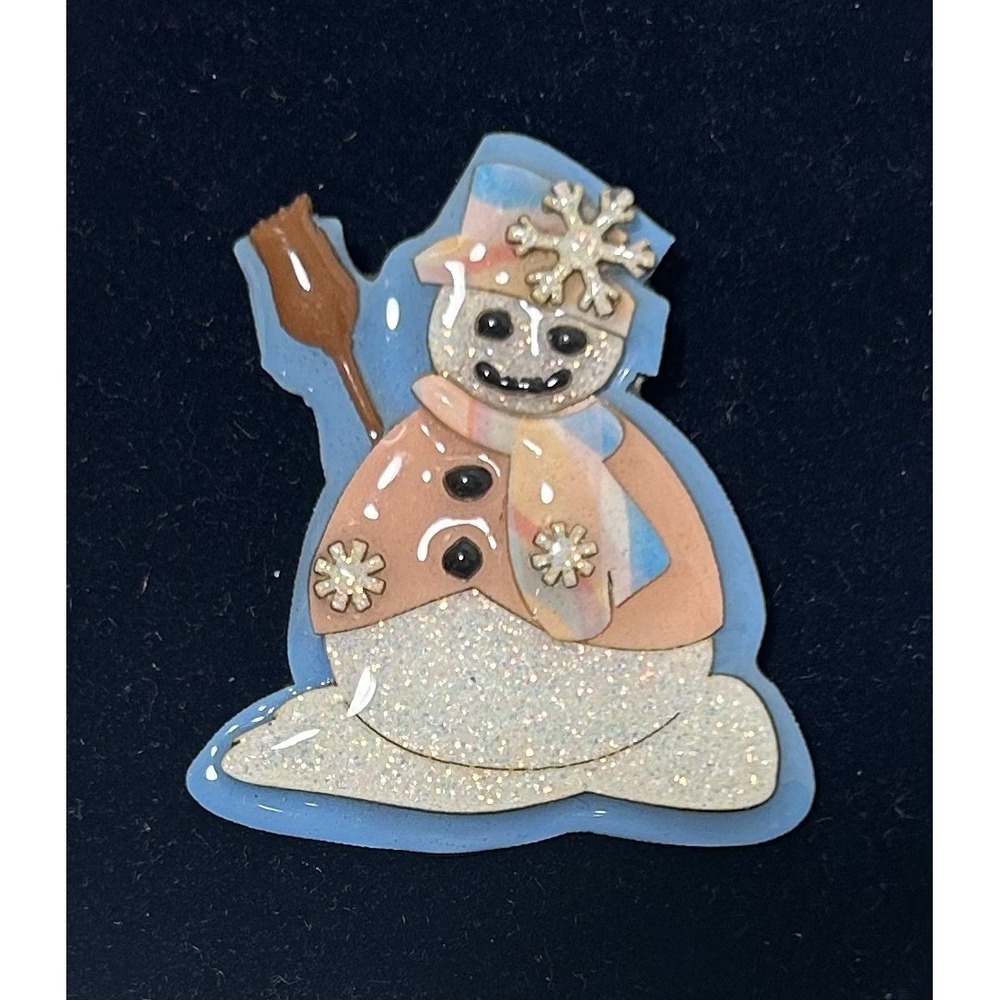 SNOWMAN WITH BROOM Designs by Lucinda Pin Handcrafted Winter Holiday Christmas